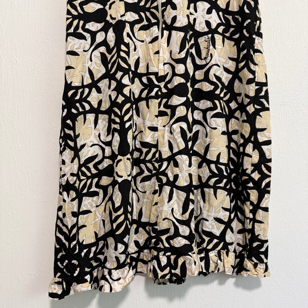 Vintage Manuhealii White Tag Womens Hawaiian Mini Dress Quilt Ruffle Hem Rayon - Picture 10 of 13
